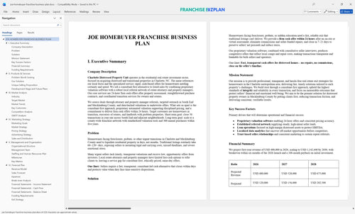 joe homebuyer franchise business plan 1