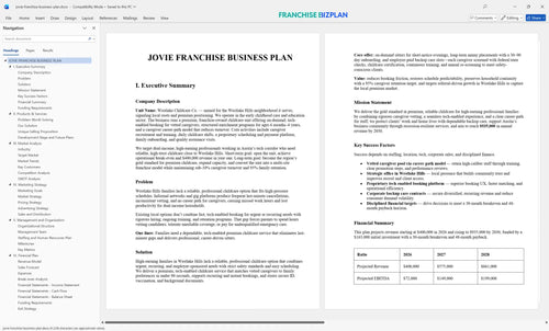 jovie franchise business plan 1