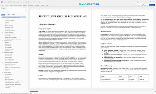 juice it up franchise business plan 1