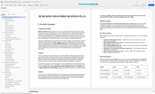 junk king franchise business plan 1