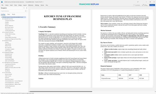 kitchen tune up franchise business plan 1