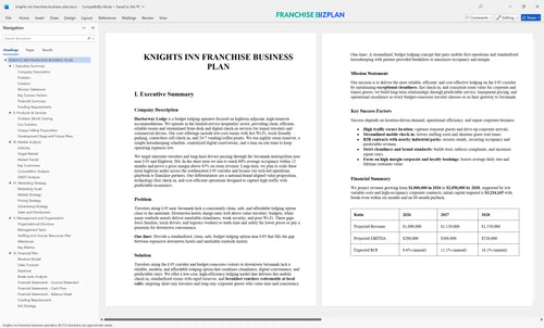 knights inn franchise business plan 1