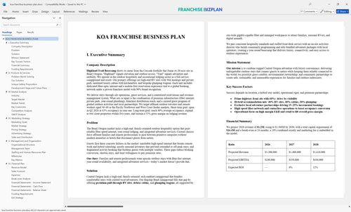 koa franchise business plan 1