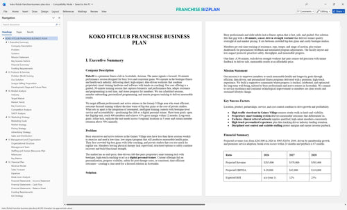 koko fitclub franchise business plan 1