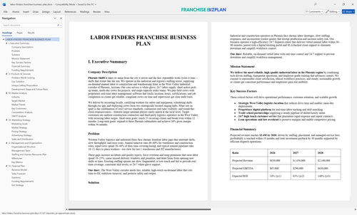 labor finders franchise business plan 1