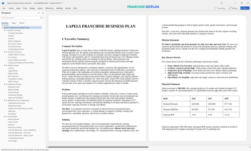 lapels franchise business plan 1