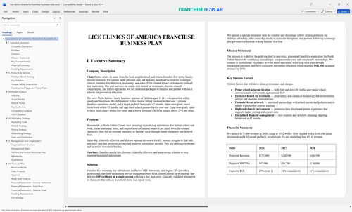 lice clinics of america franchise business plan 1