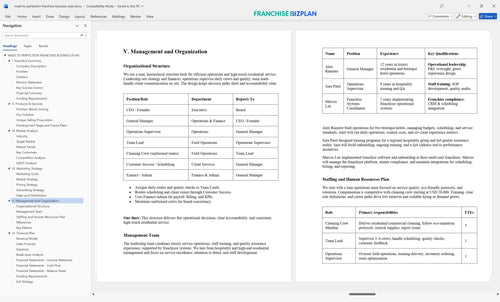 maid to perfection franchise business plan 5