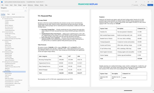 maid to perfection franchise business plan 6