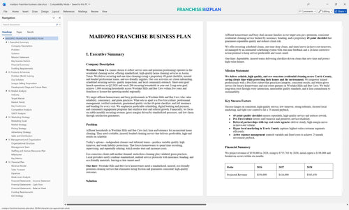 maidpro franchise business plan 1