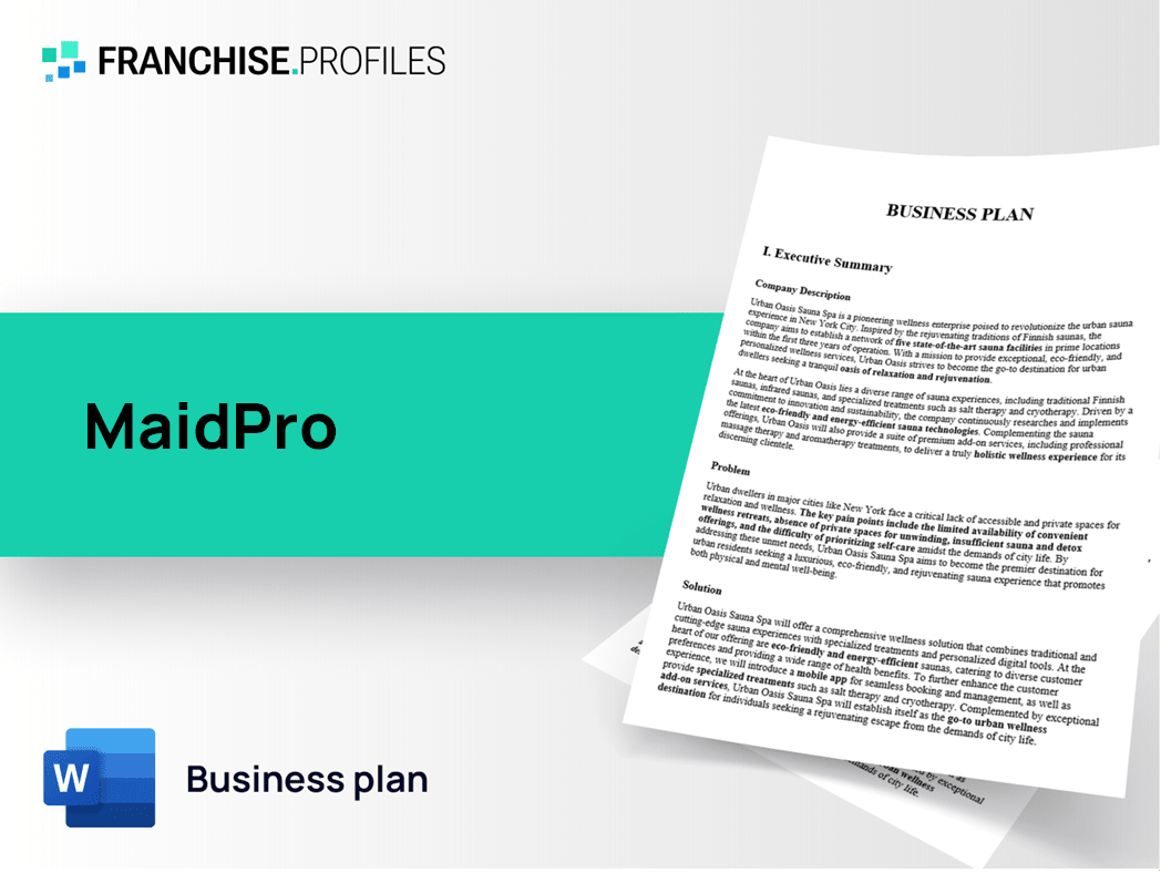MaidPro Franchise Business Plan Template