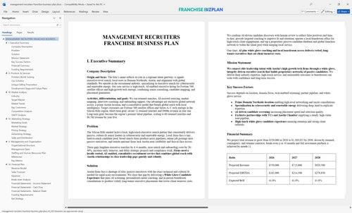 management recruiters franchise business plan 1
