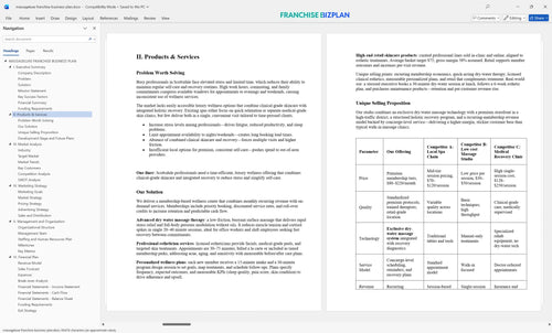 massageluxe franchise business plan 2