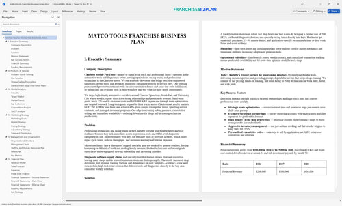 matco tools franchise business plan 1