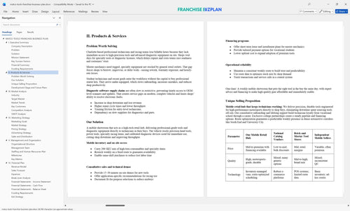 matco tools franchise business plan 2