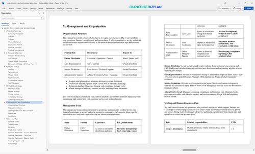 matco tools franchise business plan 5