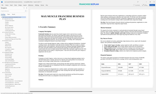 max muscle franchise business plan 1