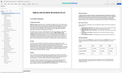 midas franchise business plan 1