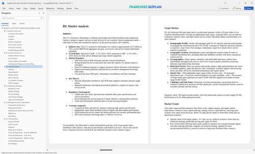 mighty auto parts franchise business plan 3