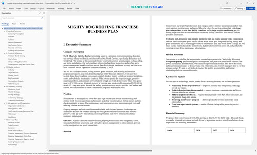 mighty dog roofing franchise business plan 1