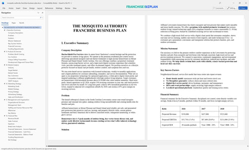 mosquito authority franchise business plan 1