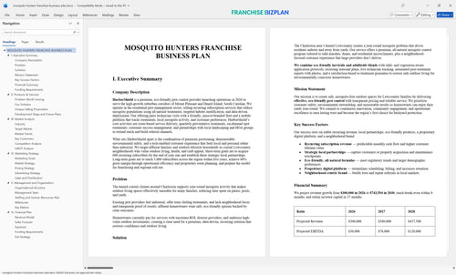 mosquito hunters franchise business plan 1