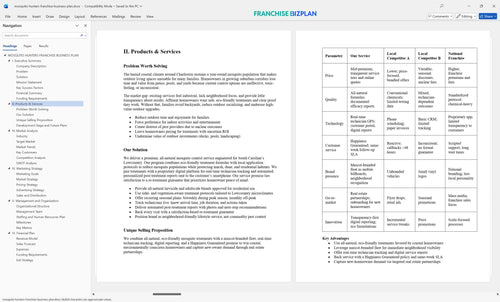 mosquito hunters franchise business plan 2