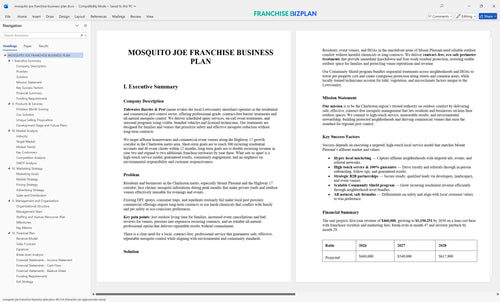 mosquito joe franchise business plan 1