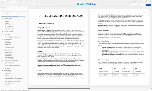 motel 6 franchise business plan 1