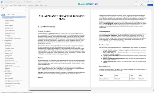mr appliance franchise business plan 1