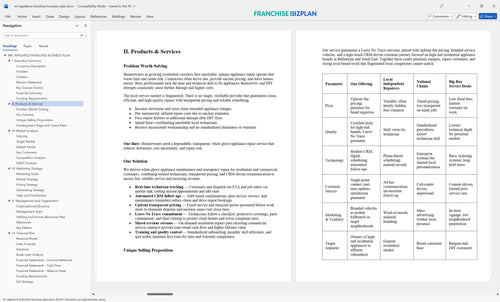 mr appliance franchise business plan 2