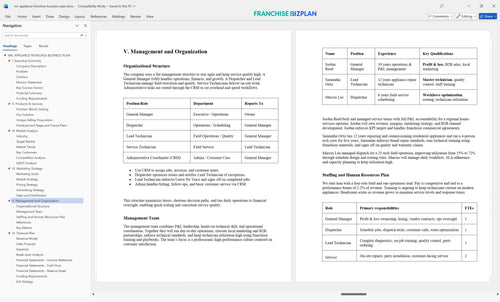 mr appliance franchise business plan 5