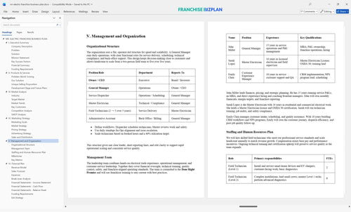 mr electric franchise business plan 5