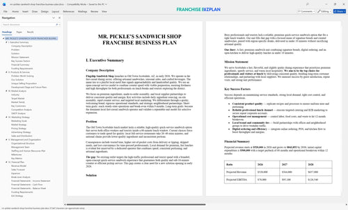 mr pickles sandwich shop franchise business plan 1