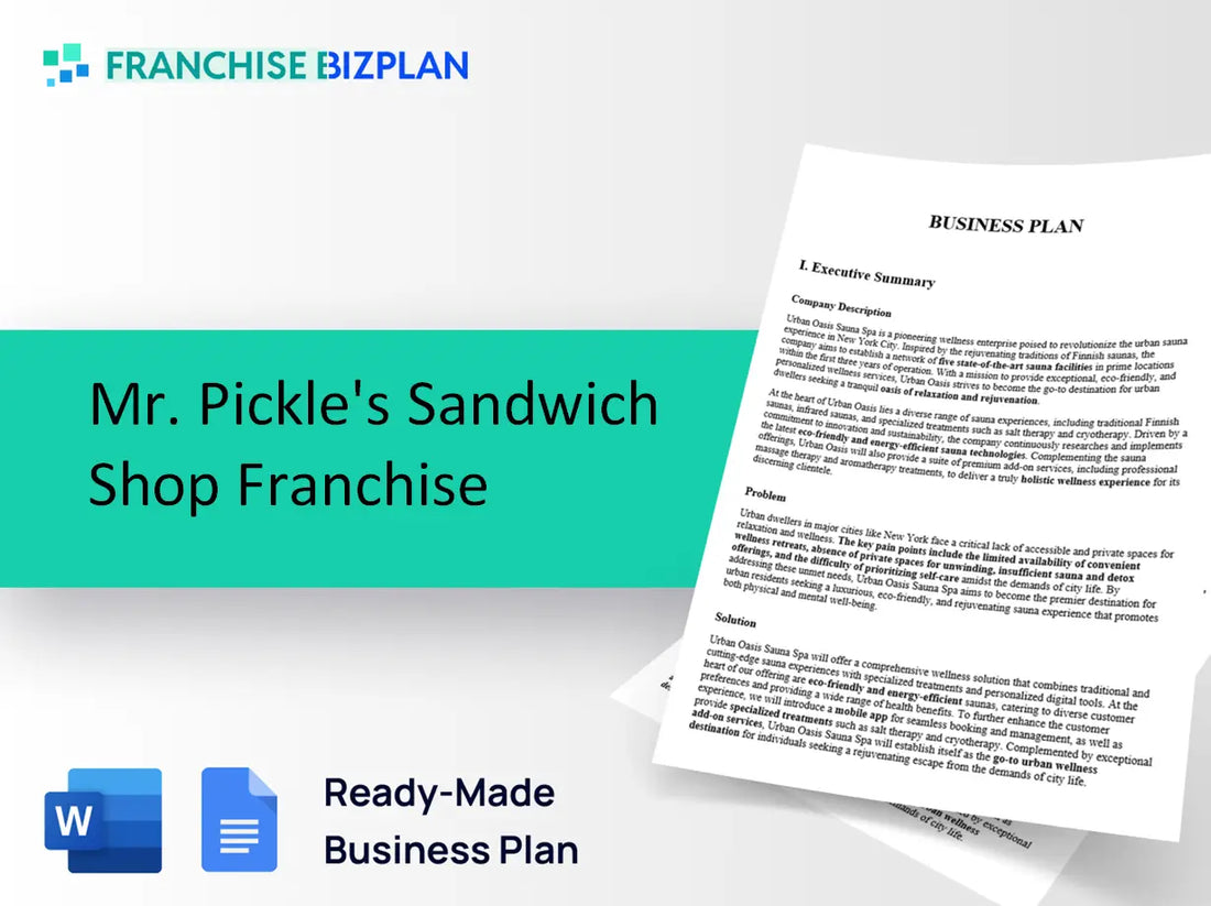 Mr. Pickle's Sandwich Shop Franchise Business Plan 2026 Updated