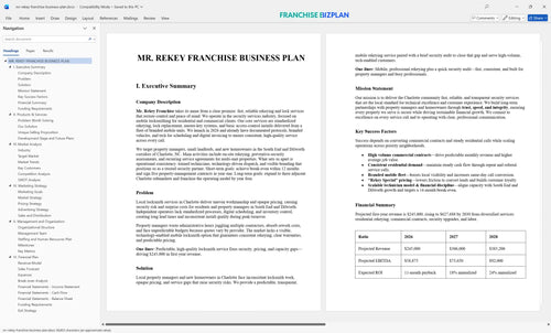 mr rekey franchise business plan 1