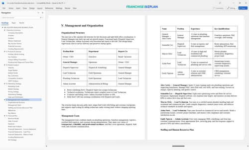 mr rooter franchise business plan 5