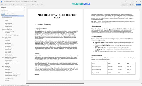mrs fields franchise business plan 1