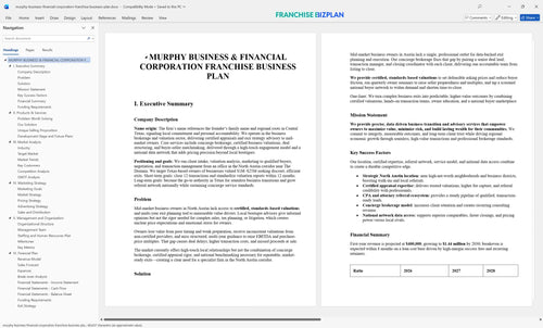 murphy business financial corporation franchise business plan 1