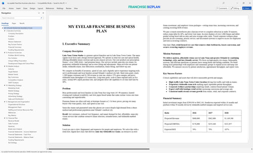 my eyelab franchise business plan 1