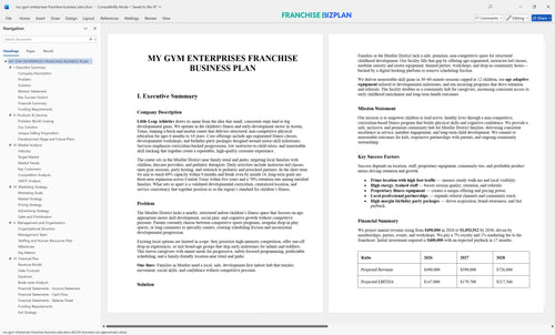 my gym enterprises franchise business plan 1