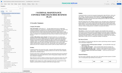national maintenance contractors franchise business plan 1