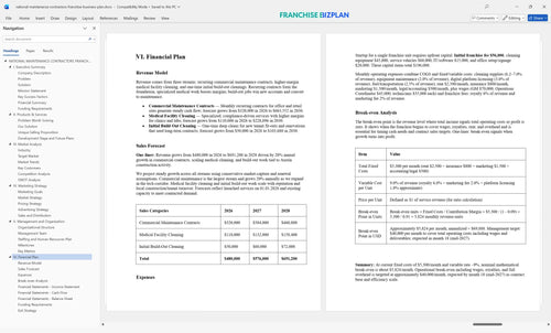 national maintenance contractors franchise business plan 6