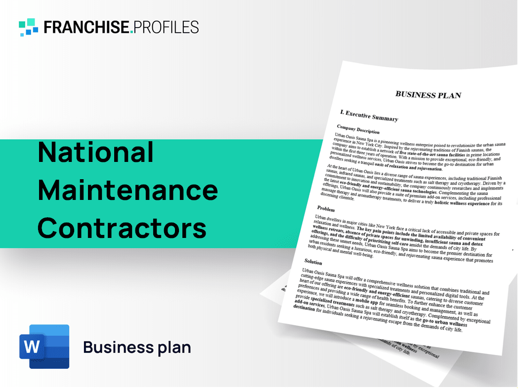 National Maintenance Contractors Franchise Business Plan Template