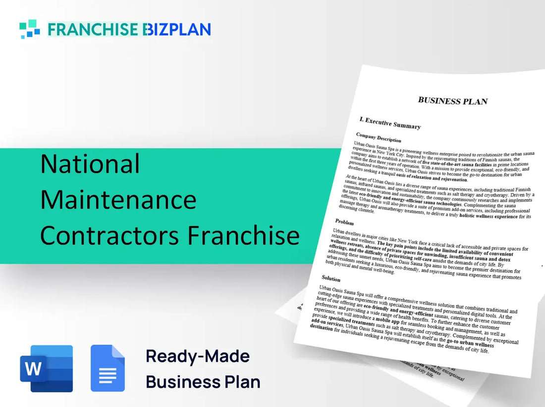 National Maintenance Contractors Franchise Business Plan 2026 Updated