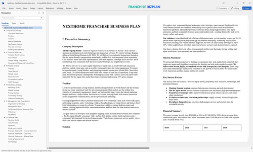 nexthome franchise business plan 1