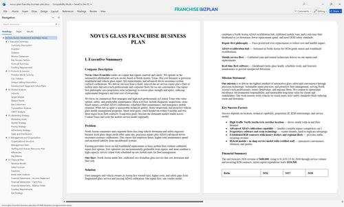 novus glass franchise business plan 1