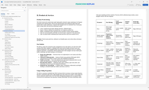 novus glass franchise business plan 2