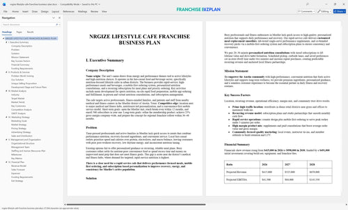 nrgize lifestyle cafe franchise business plan 1