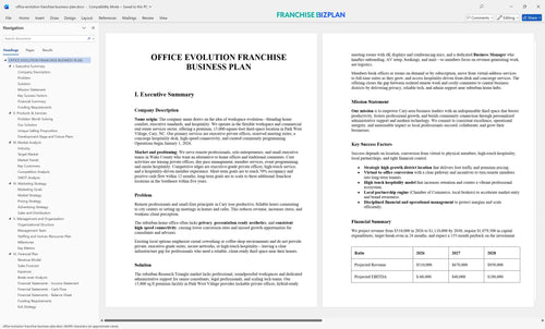 office evolution franchise business plan 1
